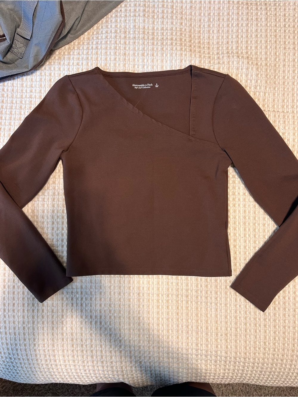 NWOT Abercrombie & Fitch Chocolate Brown Asymmetric Long-Sleeve Top